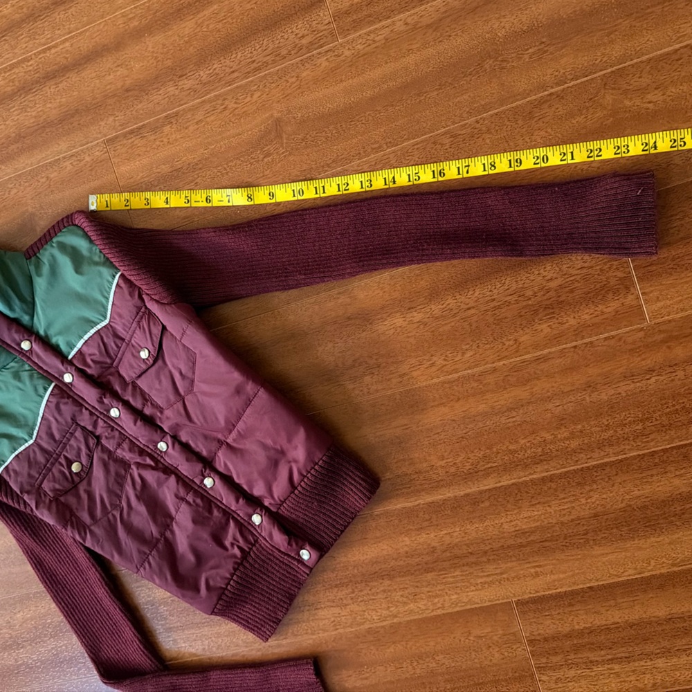 Vintage Mossimo Burgundy Puffer Sweater Jacket - Size S - Picture 3 of 11